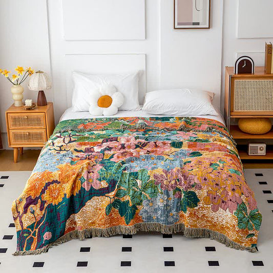 Couette en gaze de coton biologique à motif de fleurs de pêcher - 200cm x 230cm - image 1