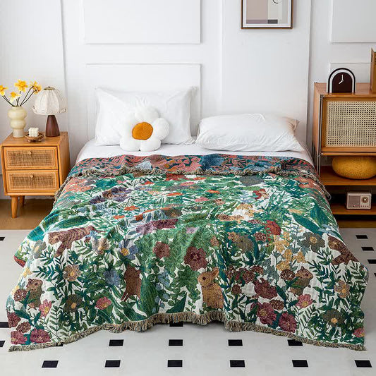 Couette en gaze de coton biologique avec des animaux de la forêt - 230 cm x 250 cm - image 1
