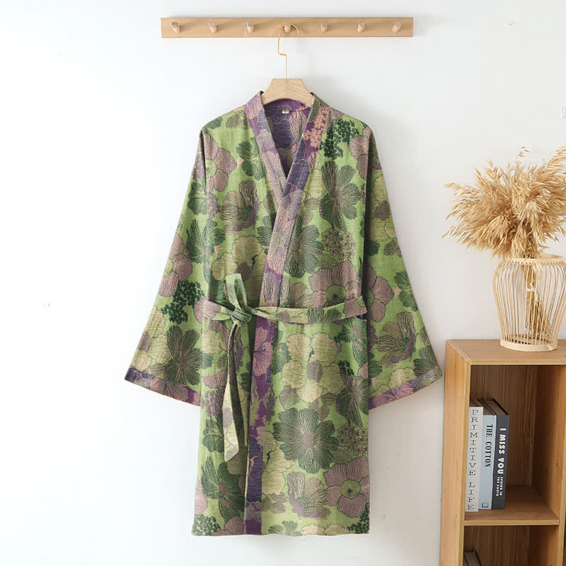 Peignoir kimono en gaze de coton fleur de pêcher - image 7
