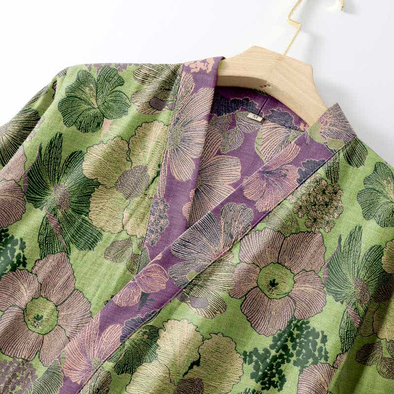 Peignoir kimono en gaze de coton fleur de pêcher - image 8