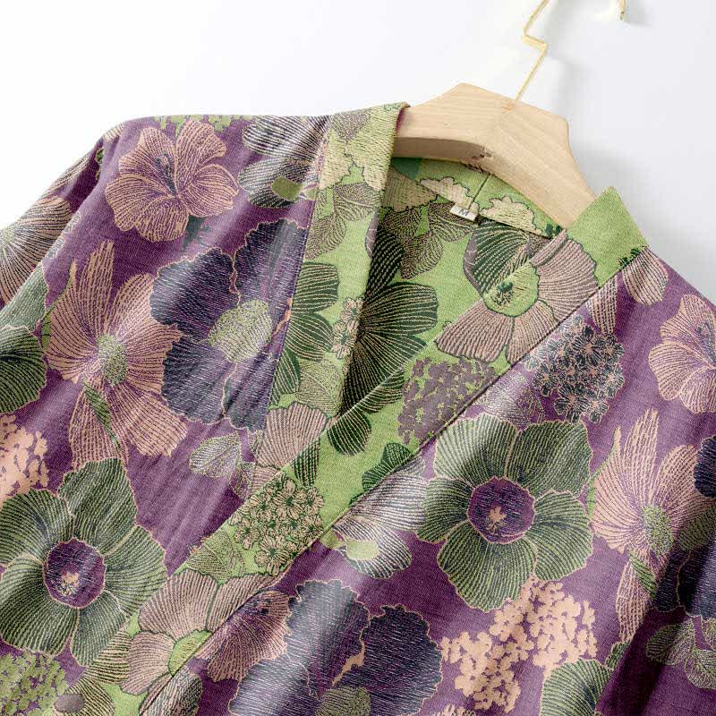 Peignoir kimono en gaze de coton fleur de pêcher - image 3