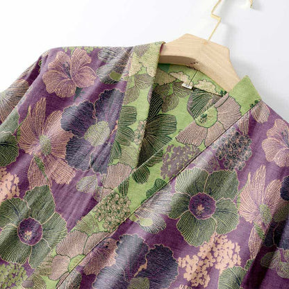 Peignoir kimono en gaze de coton fleur de pêcher - image 3