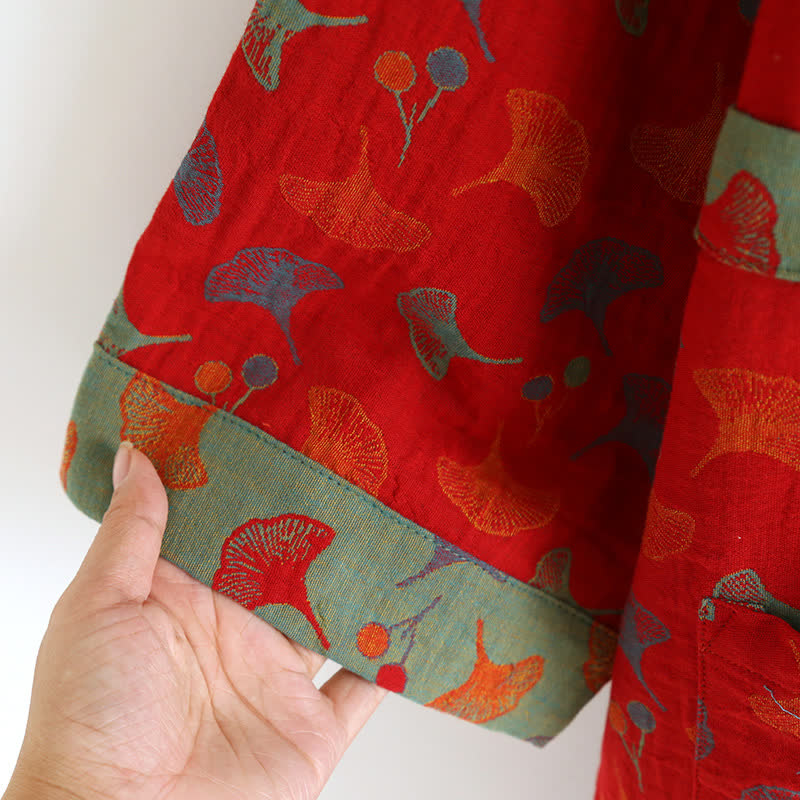 Peignoir kimono bicolore en gaze de coton ginkgo - image 14