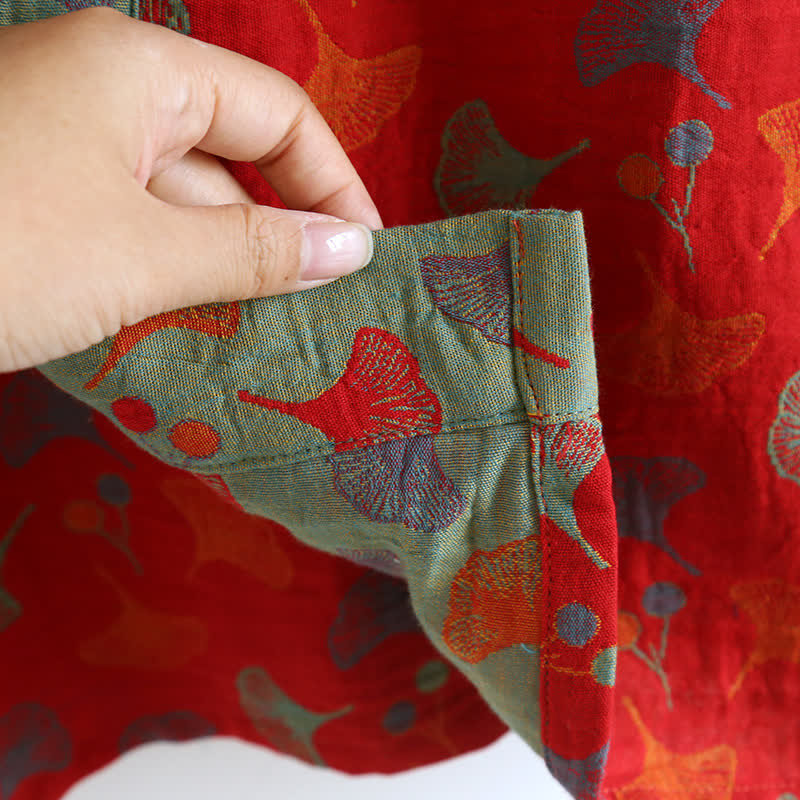 Peignoir kimono bicolore en gaze de coton ginkgo - image 17