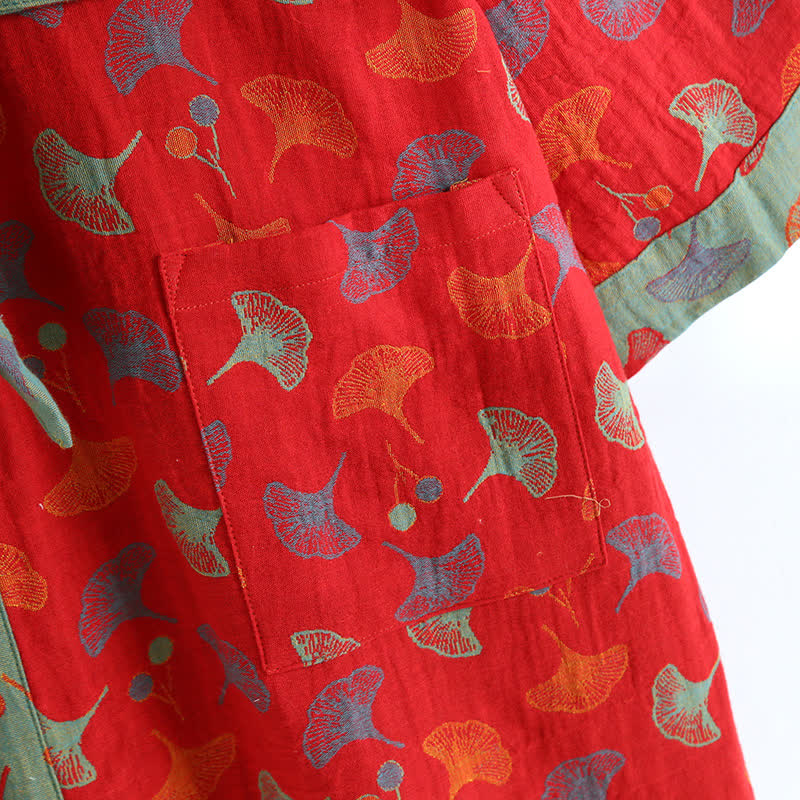 Peignoir kimono bicolore en gaze de coton ginkgo - image 16
