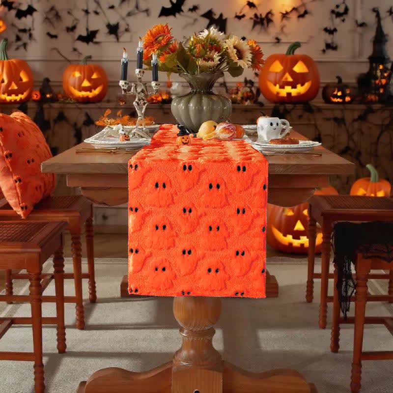 Chemin de table brodé fantôme en peluche d'Halloween - Orange - 35 cm x 330 cm - image 15