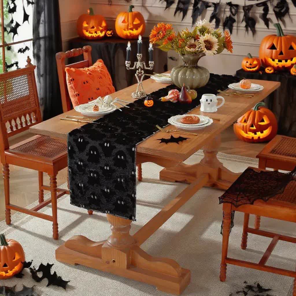 Chemin de table brodé fantôme en peluche d'Halloween - image 11