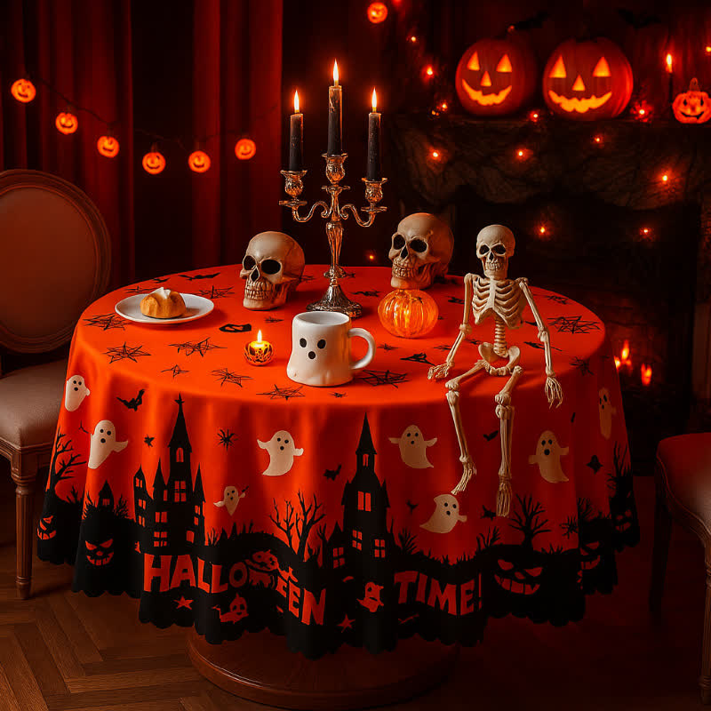 Nappe d'Halloween avec imprimé fantôme - Rond - 180cm x 180cm - image 3