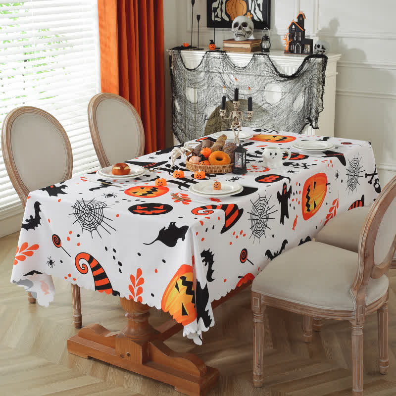Nappe avec imprimé fantôme citrouille d'Halloween - rectangle - 150cm x 300cm - image 1