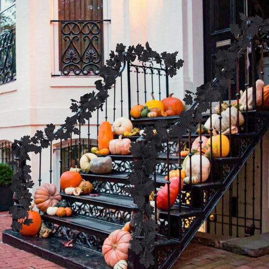 Guirlande de feuilles d'érable artificielles noires pour Halloween - image 1
