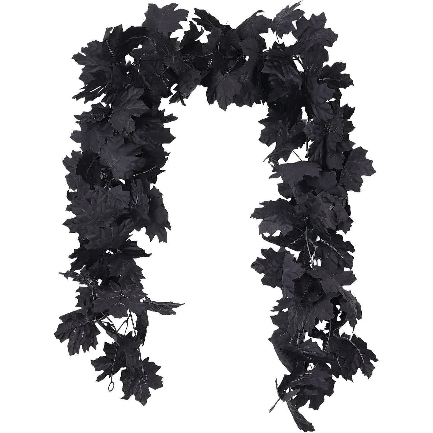 Guirlande de feuilles d'érable artificielles noires pour Halloween - 3 PIÈCES - 170 cm - image 3