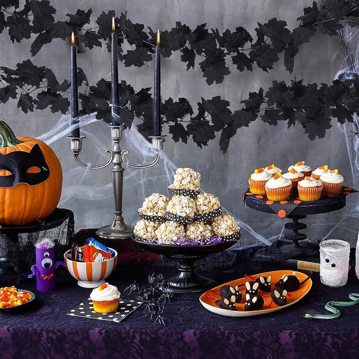 Guirlande de feuilles d'érable artificielles noires pour Halloween - image 2
