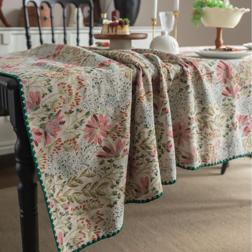 Nappe vintage à motif jacquard de lys roses - image 7