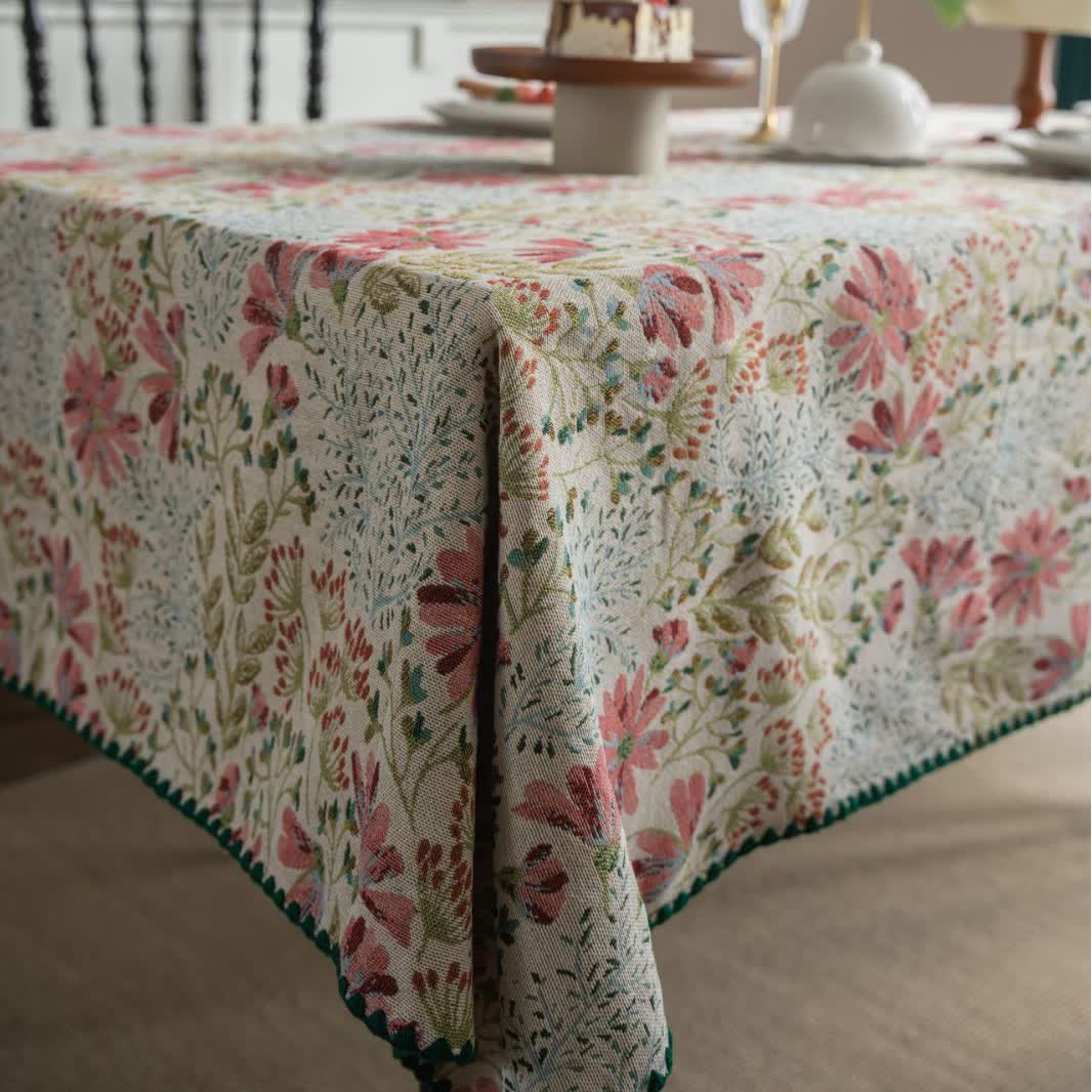 Nappe vintage à motif jacquard de lys roses - image 6