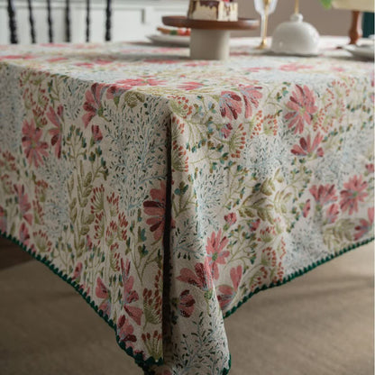 Nappe vintage à motif jacquard de lys roses - image 6