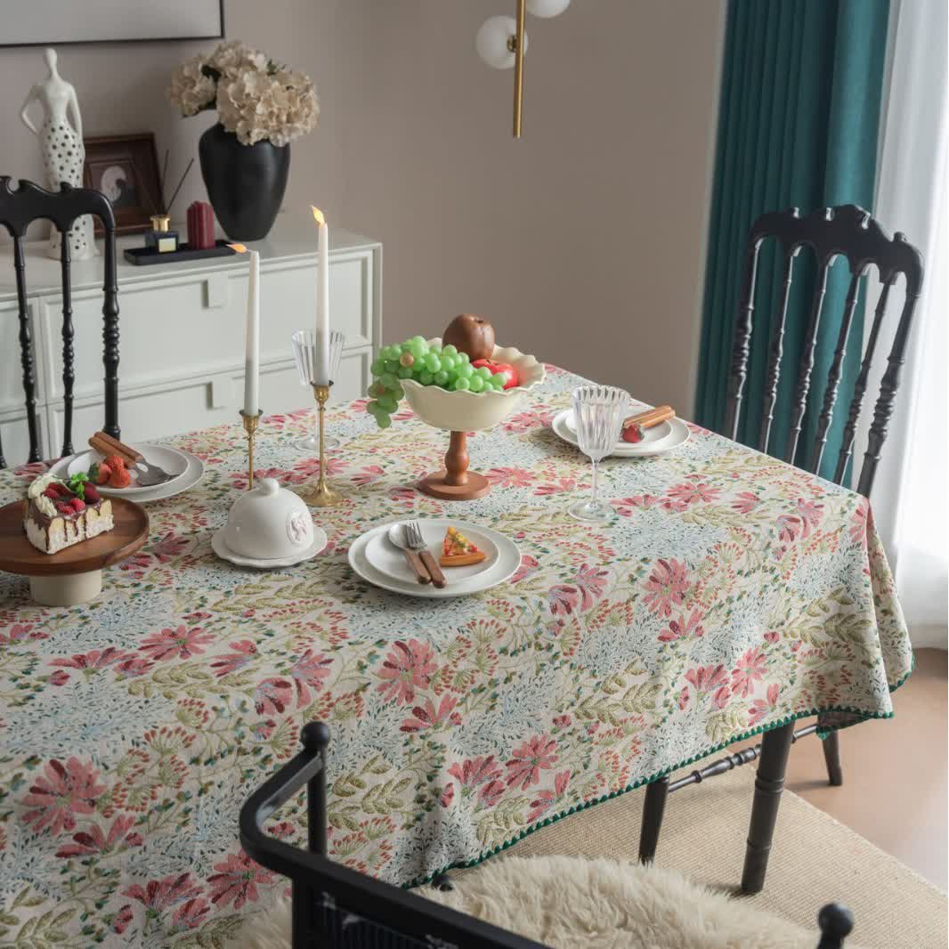Nappe vintage à motif jacquard de lys roses - image 3