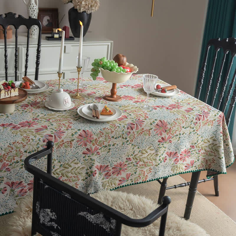 Nappe vintage à motif jacquard de lys roses - image 5