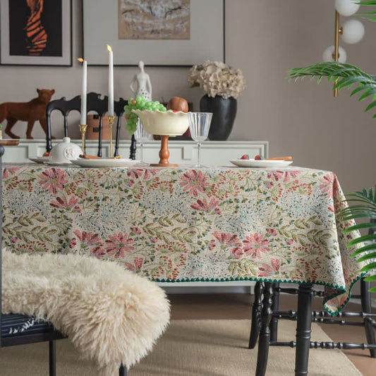 Nappe vintage à motif jacquard de lys roses - Rond - 152 cm x 152 cm - image 1