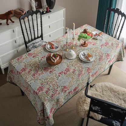 Nappe vintage à motif jacquard de lys roses - image 2