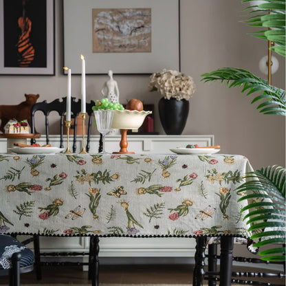 Nappe Jacquard Vintage Papillon Jonquille - Rond - 152 cm x 152 cm - image 1