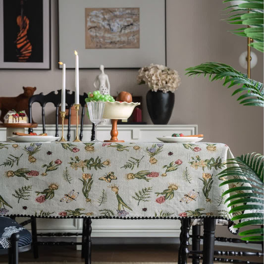 Nappe Jacquard Vintage Papillon Jonquille - Rond - 152 cm x 152 cm - image 1