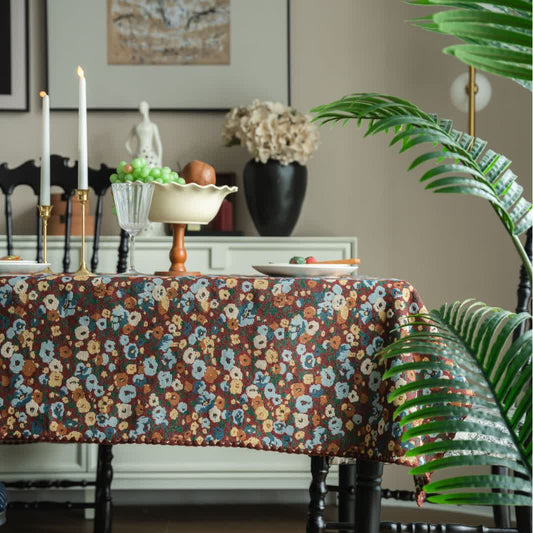 Nappe jacquard à motif floral rétro - rectangle - 140cm x 260cm - image 1