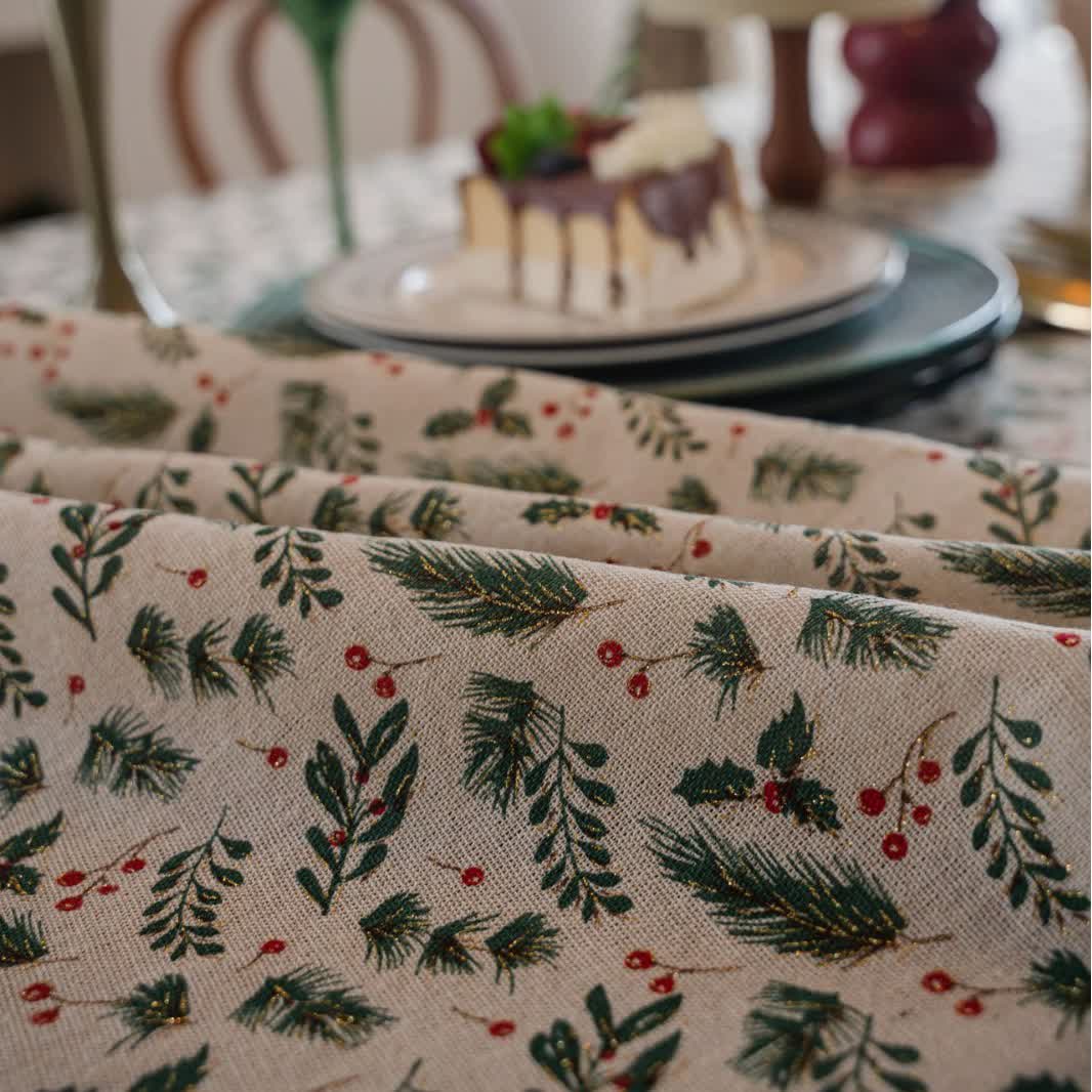 Nappe à imprimé baies de pin de Noël - image 5