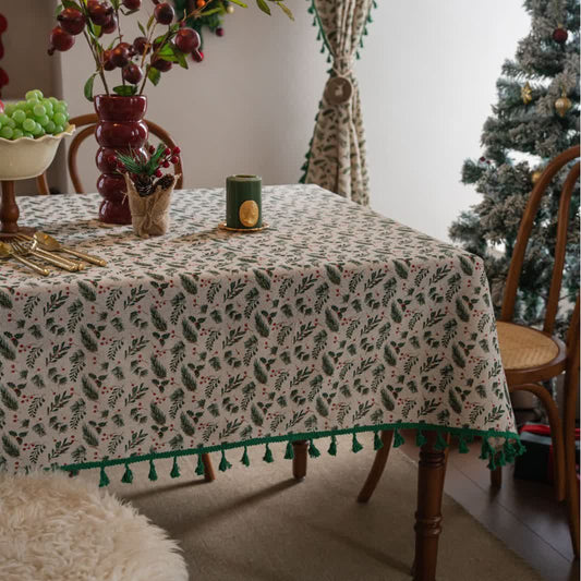 Nappe à imprimé baies de pin de Noël - 140cm x 260cm - image 1