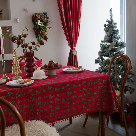 Nappe avec imprimé sapin de Noël - 140cm x 260cm - image 1