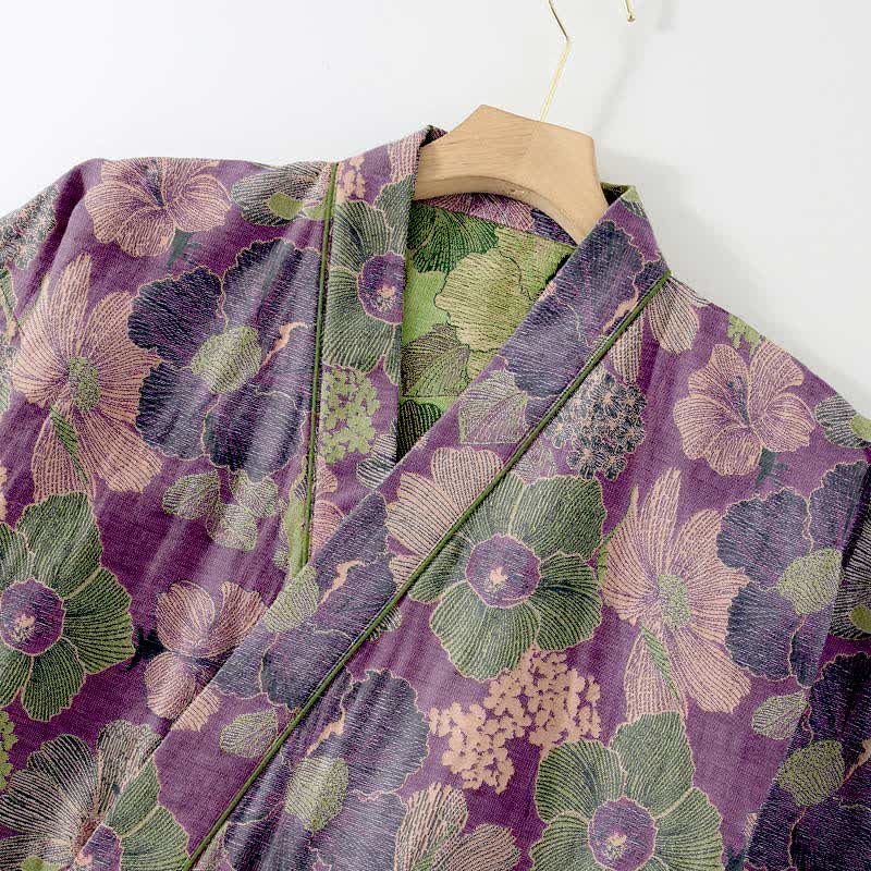 Ensemble de vêtements d'intérieur style kimono à imprimé fleur de pêcher - image 6