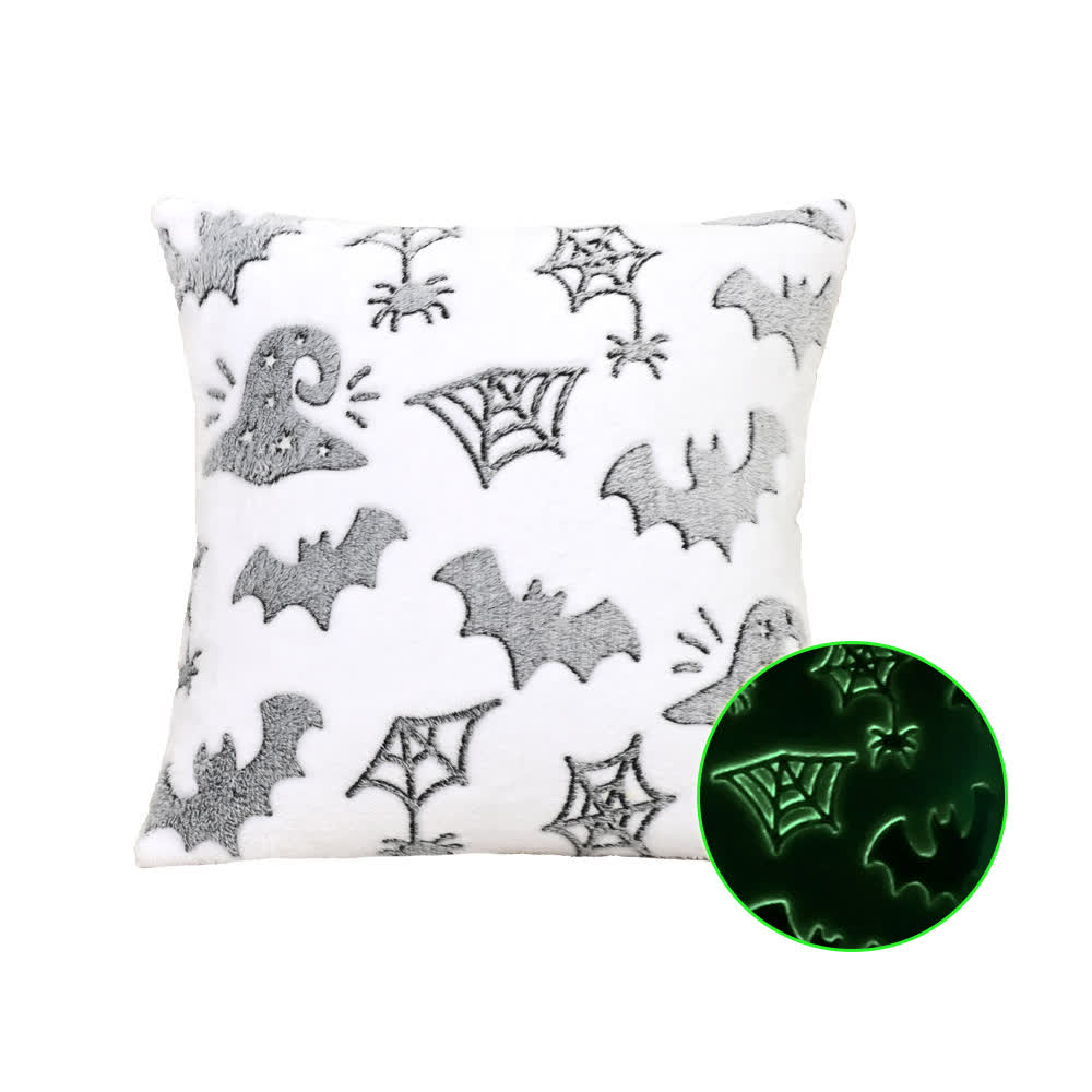 Coussin en flanelle lumineux d'Halloween - E - Taie d'oreiller avec noyau - 45cm x 45cm - image 11