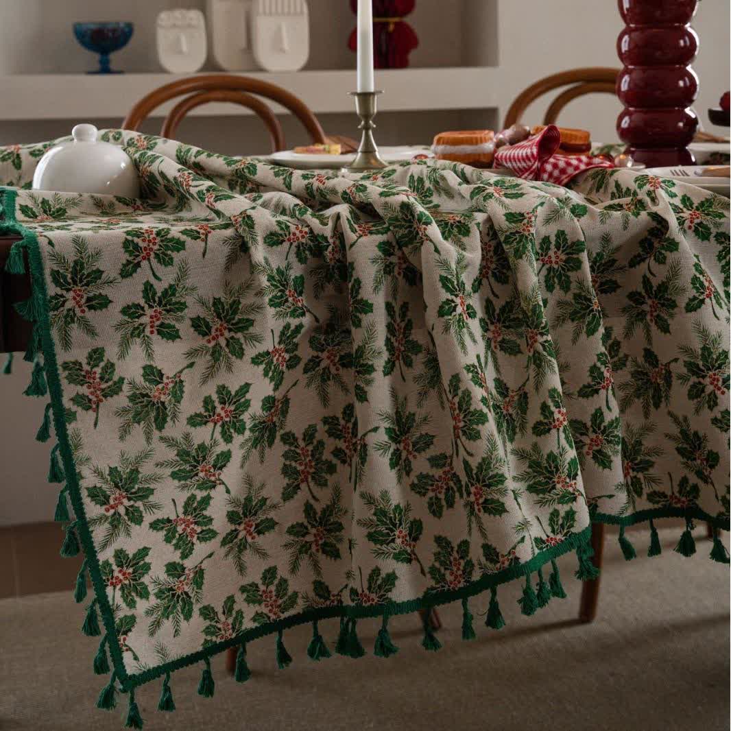 Nappe à imprimé feuilles de houx de Noël - image 4