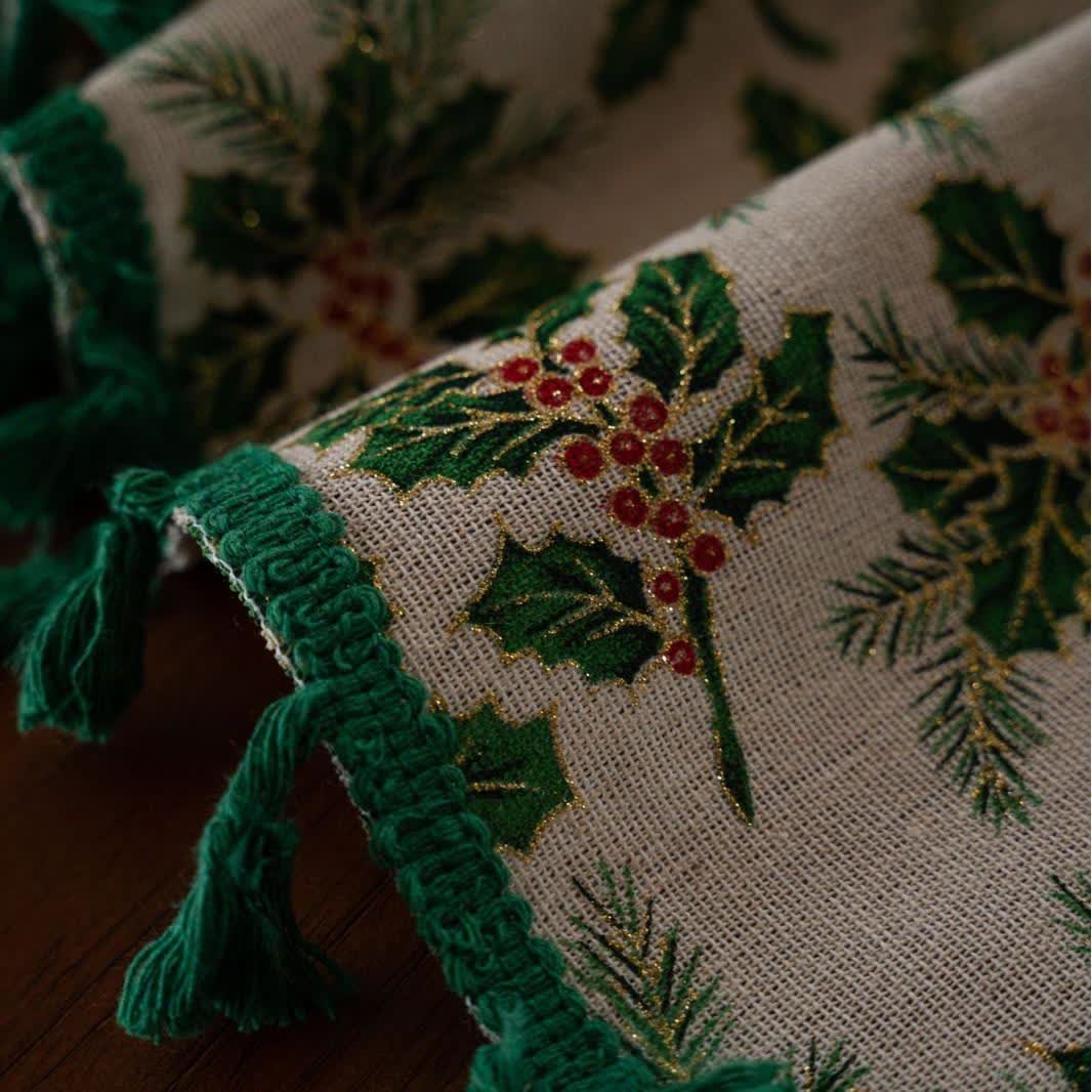 Nappe à imprimé feuilles de houx de Noël - image 5