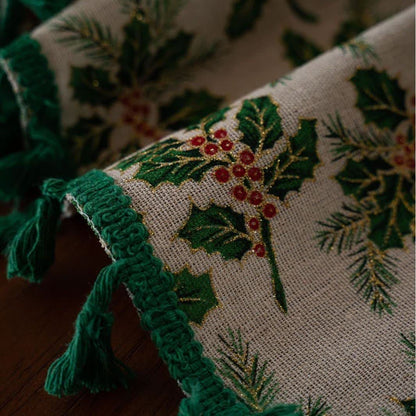 Nappe à imprimé feuilles de houx de Noël - image 5