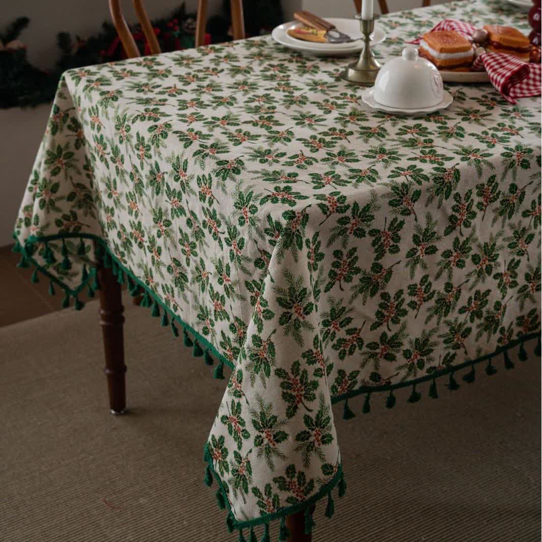 Nappe à imprimé feuilles de houx de Noël - image 3