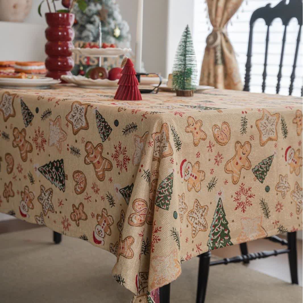 Sapin de Noël et bonhomme en pain d'épices, nappe de Noël - image 3