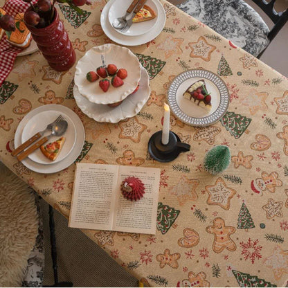 Sapin de Noël et bonhomme en pain d'épices, nappe de Noël - image 5