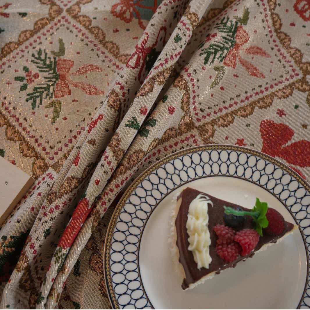 Nappe de Noël avec motif sapin et nœud - image 6