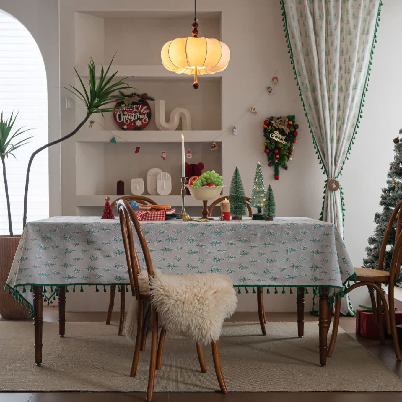 Nappe à imprimé sapin de Noël vert - image 2