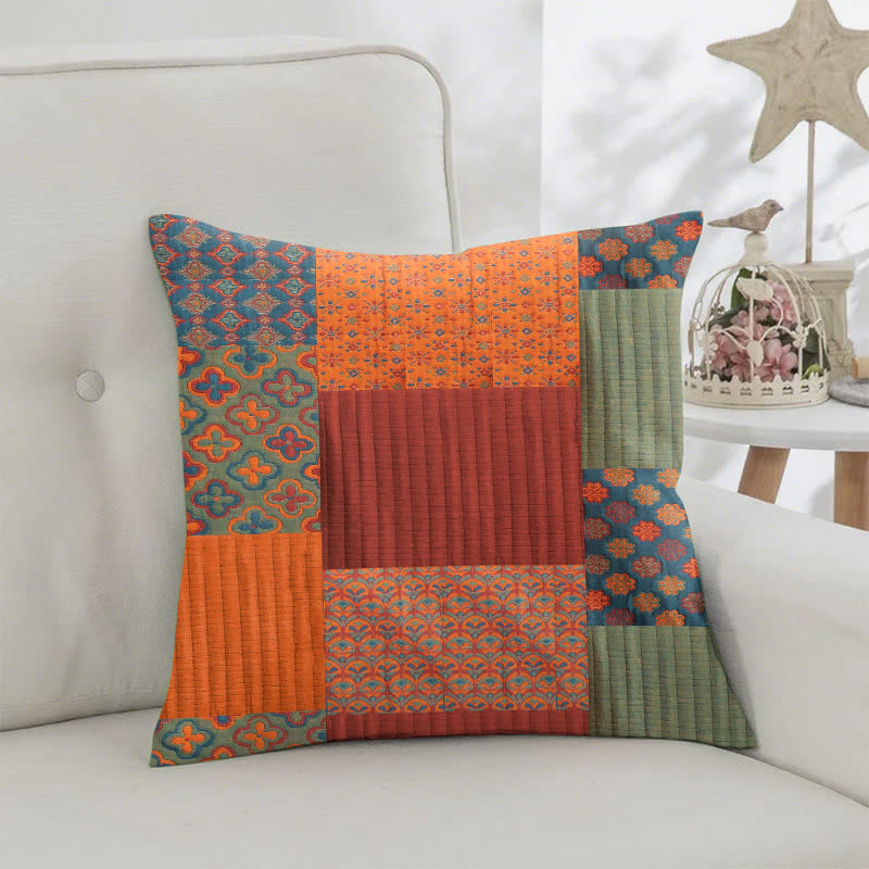 Taies d'oreiller carrées en gaze de coton patchwork jacquard (2 pièces) - image 2