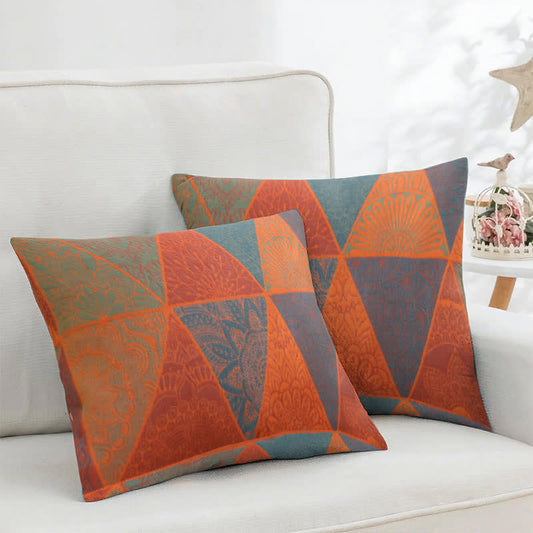 Taies d'oreiller carrées en coton jacquard à motif triangulaire (2 pièces) - 45cm x 45cm - image 1