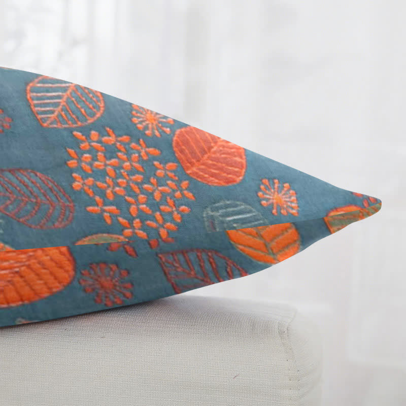 Taies d'oreiller carrées en coton jacquard imprimé feuilles (2 pièces) - image 3