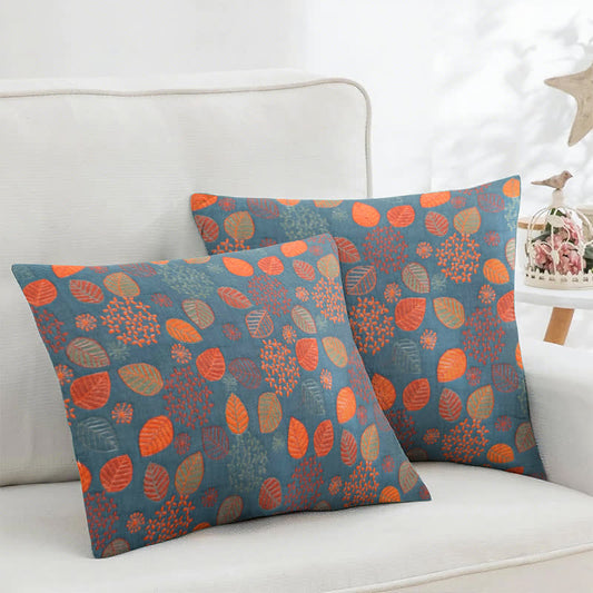 Taies d'oreiller carrées en coton jacquard imprimé feuilles (2 pièces) - 45cm x 45cm - image 1