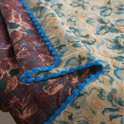 Nappe jacquard de style rustique avec motif floral bleu - image 6