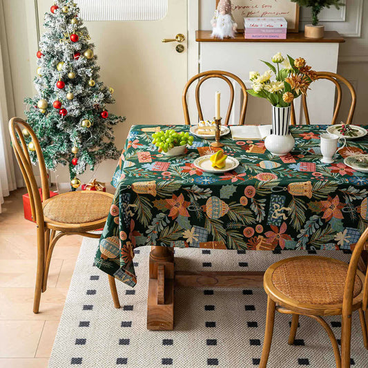 Nappe jacquard à motifs végétaux et floraux - 140cm x 260cm - image 1