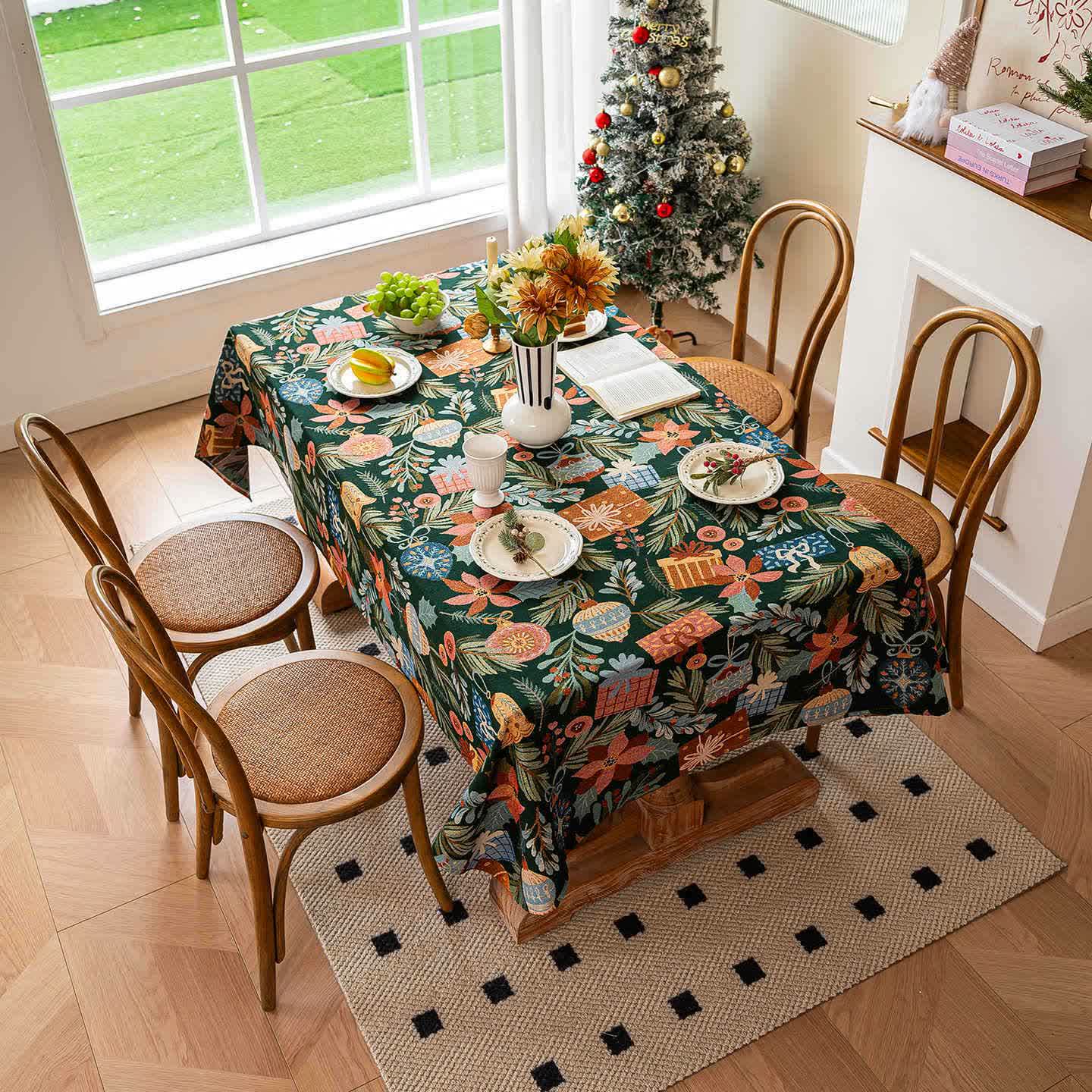 Nappe jacquard à motifs végétaux et floraux - image 2