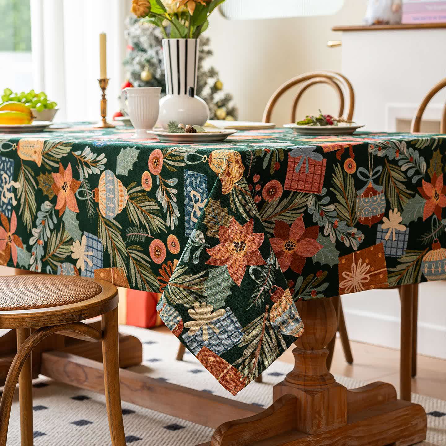 Nappe jacquard à motifs végétaux et floraux - image 6