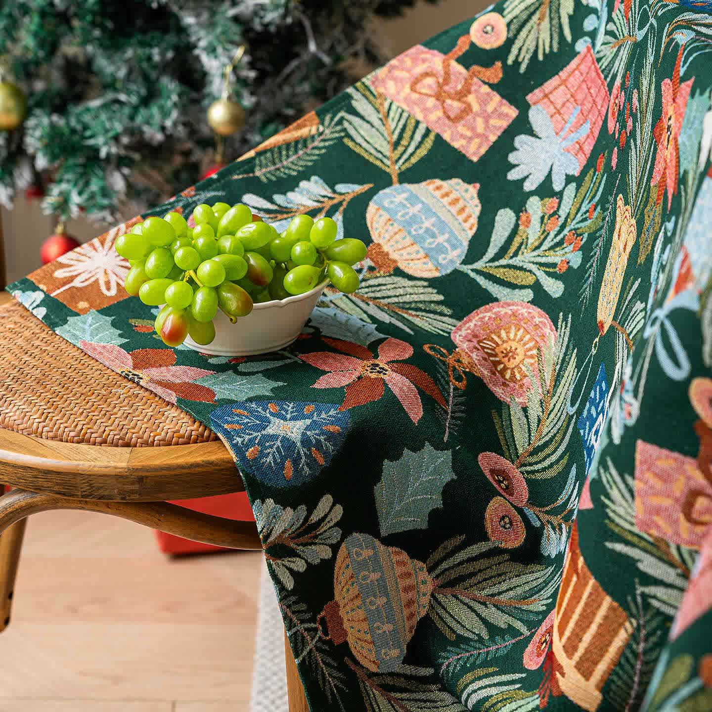 Nappe jacquard à motifs végétaux et floraux - image 7