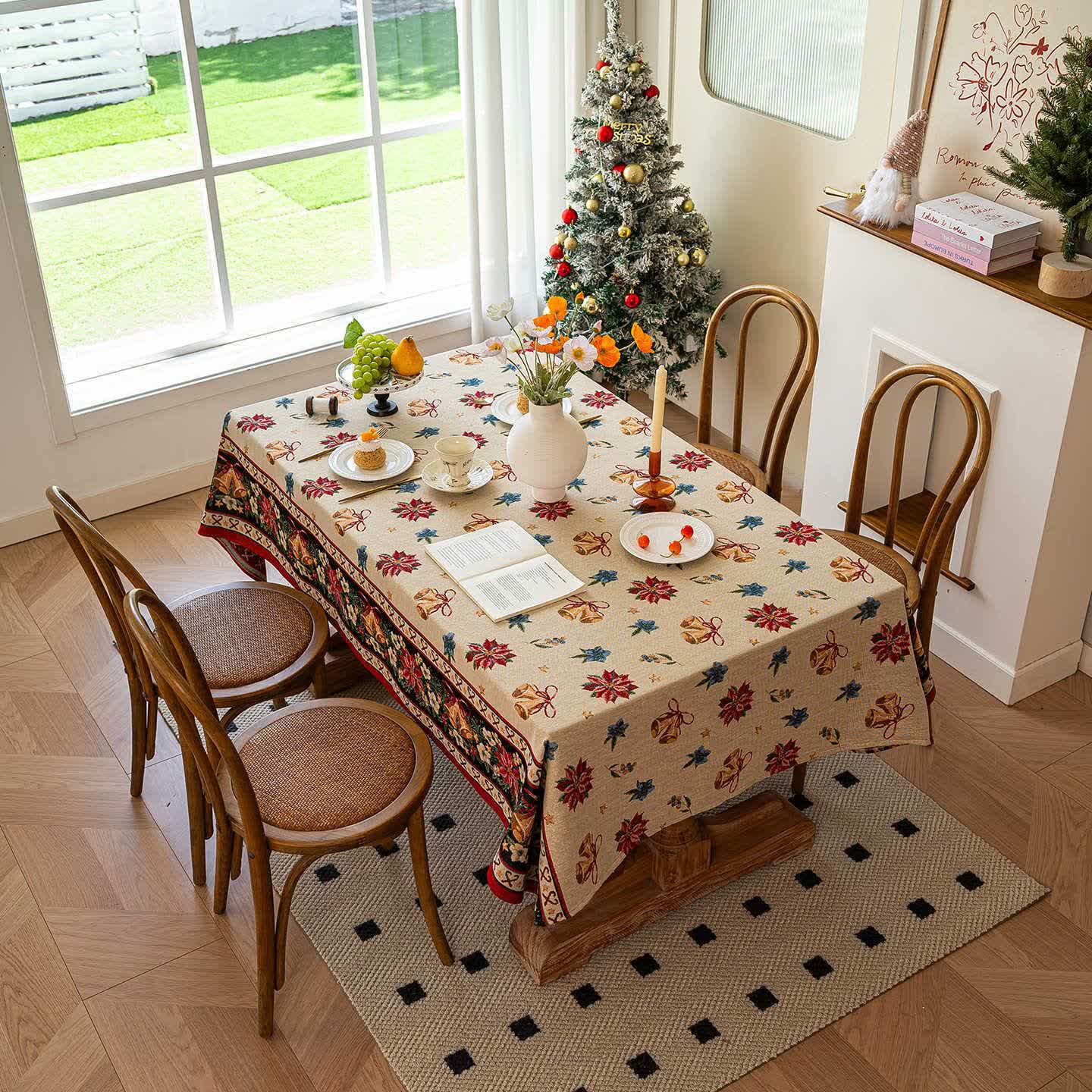 Nappe jacquard à motif floral cloche de Noël - image 3