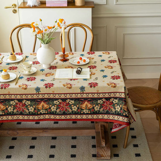 Nappe jacquard à motif floral cloche de Noël - 140cm x 260cm - image 1